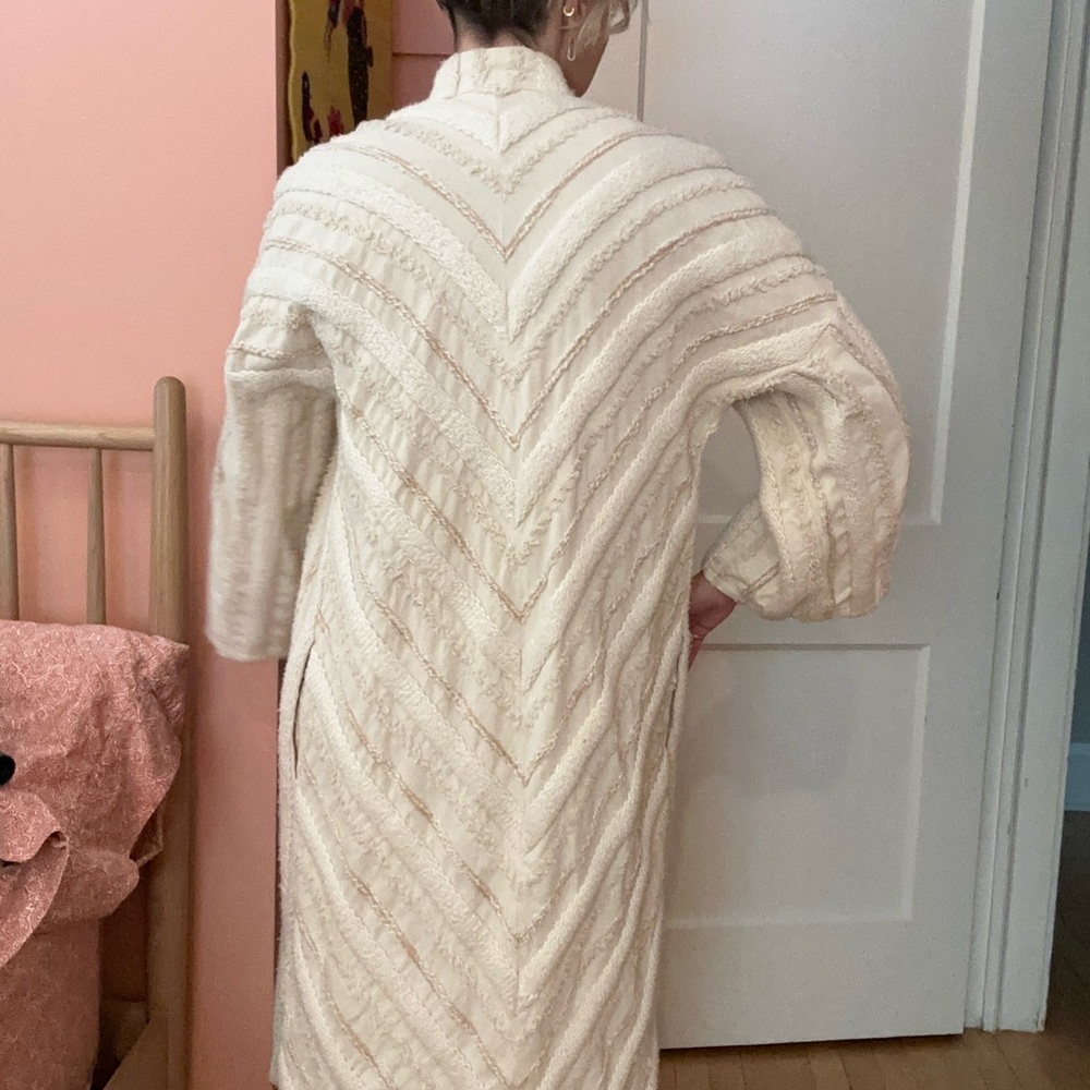 Anthropologie x Ollari Cream Striped kimono duster sz M - Picture 5 of 12
